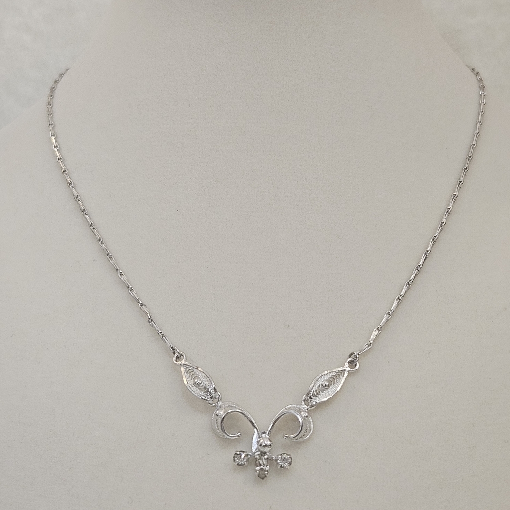 Vintage Sterling Silver Esposito Topaz Silver Rolled Filigree Necklace 60$